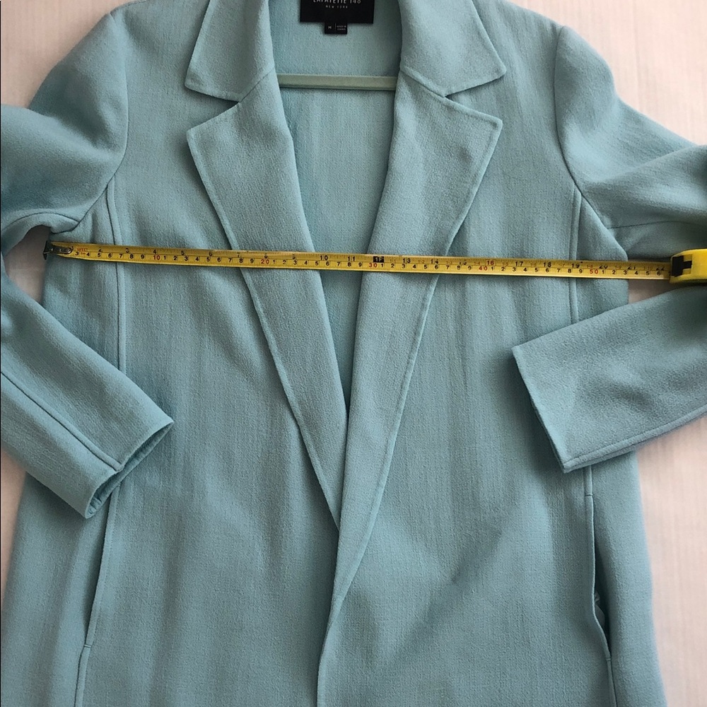 Lafayette 148 NY Tiffany Blue Lightweight Wool Duster Blazer Sz M, excellent - Picture 5 of 12